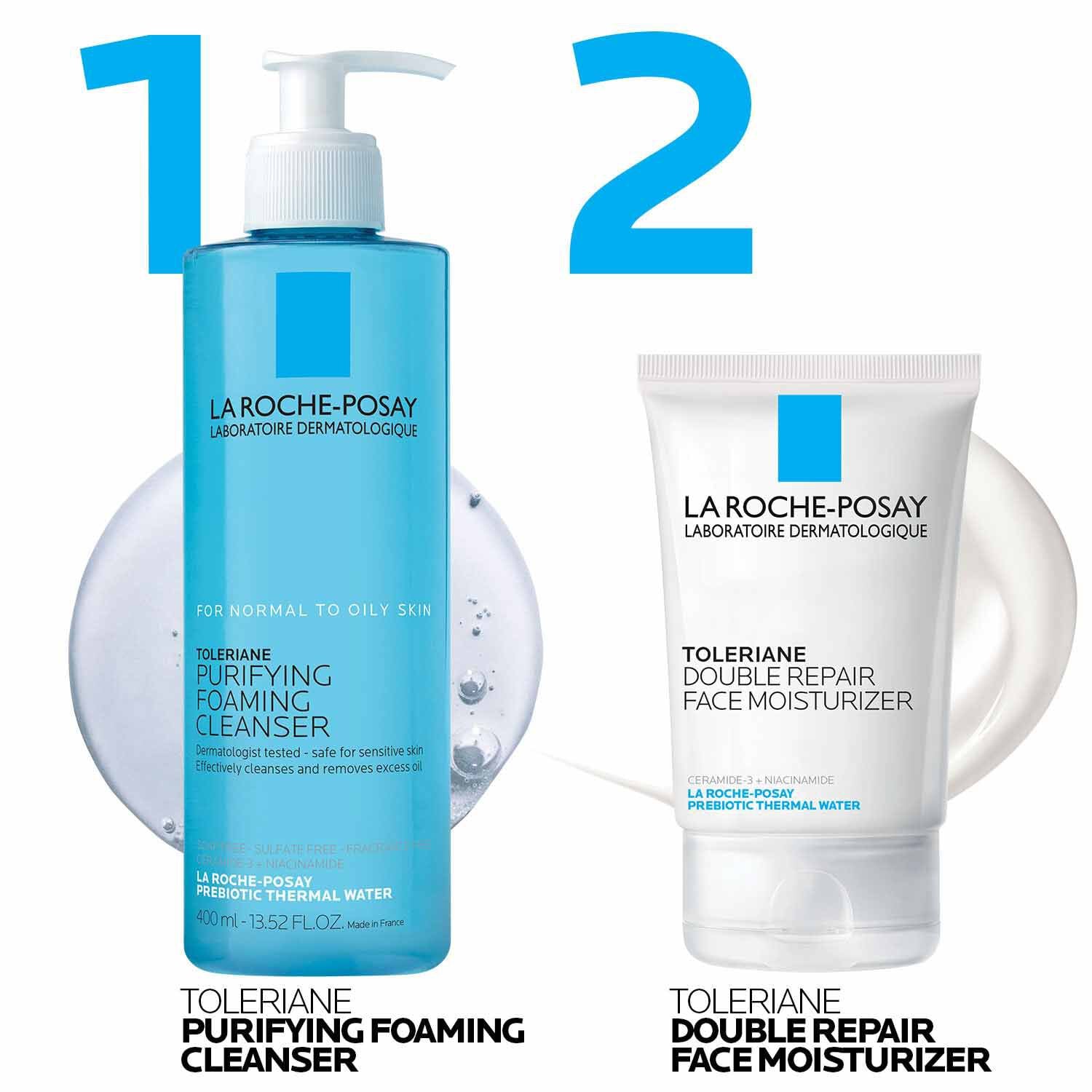 Toleriane Purifying Foaming Cleanser & Toleriane Double Repair Face Moisturizer